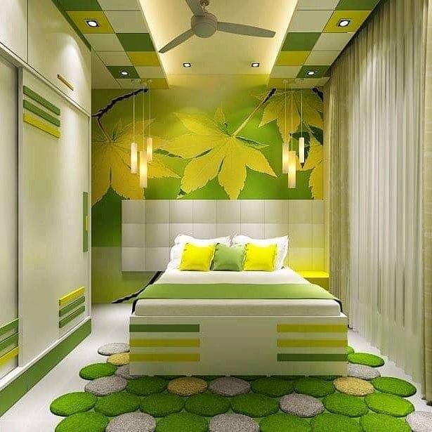 Yellow And Green Bedroom
